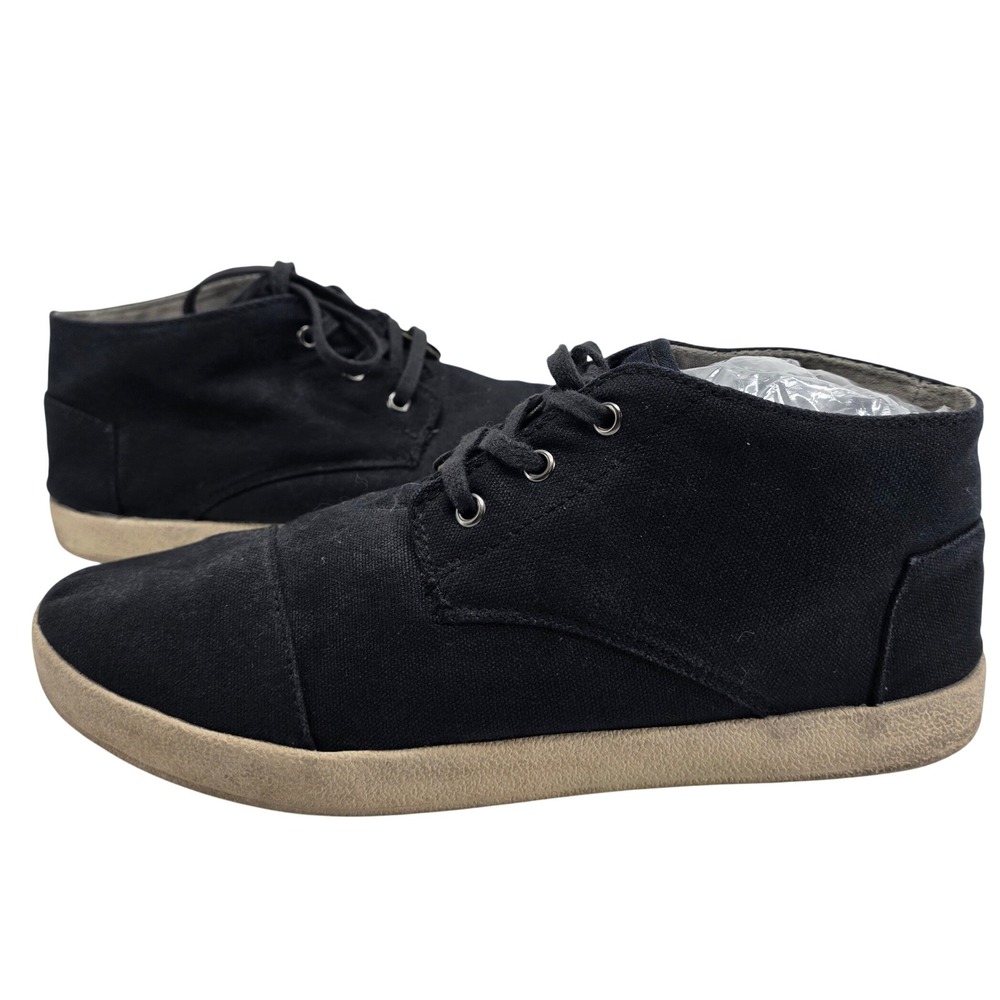 TOMS Paseo Mid Sneaker Mens 10 Black Canvas Chukka Lace Up Casual Shoes 140815